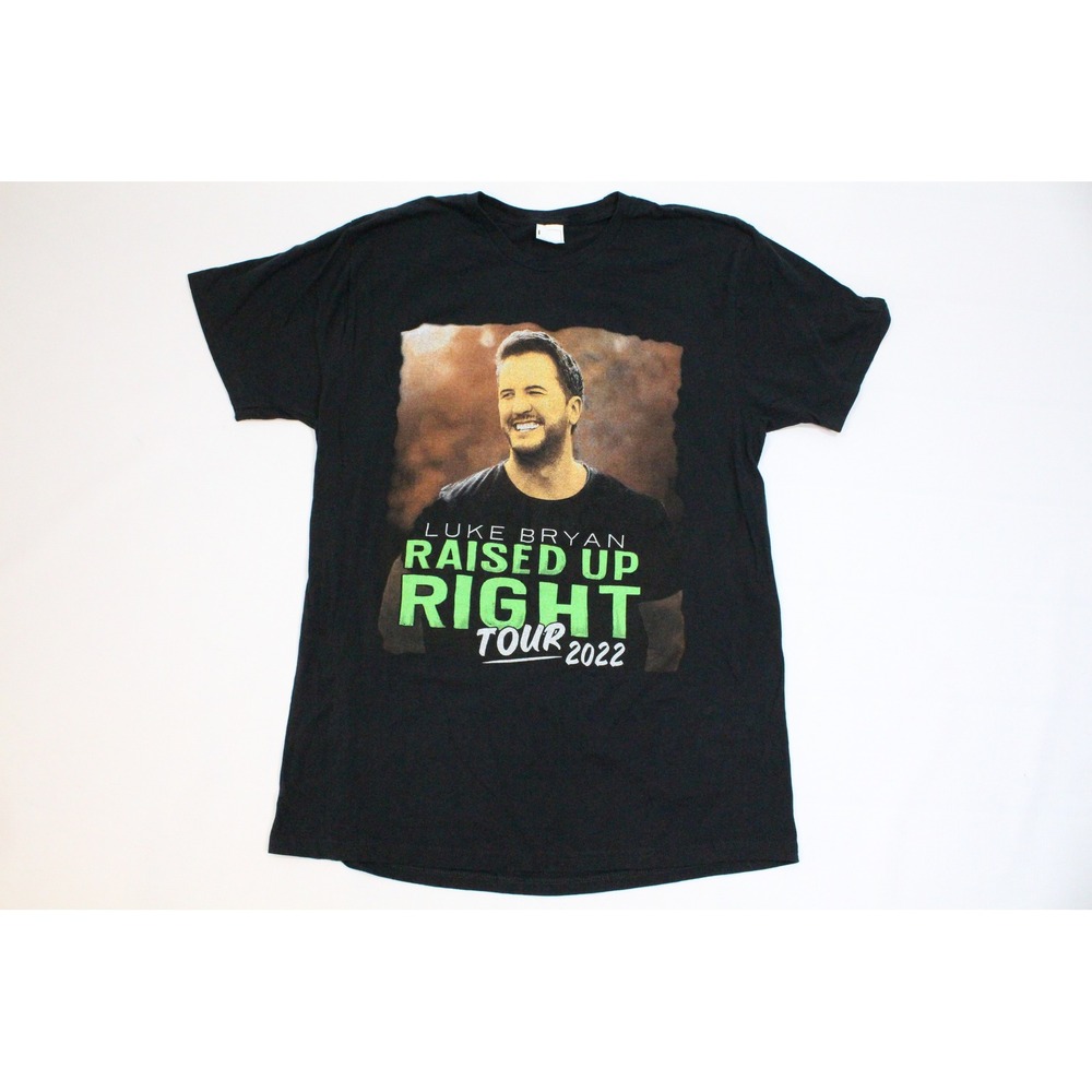 Luke Bryan Raised Up Right Tour 2022 Black Graphic T-Shirt Mens Large Concert